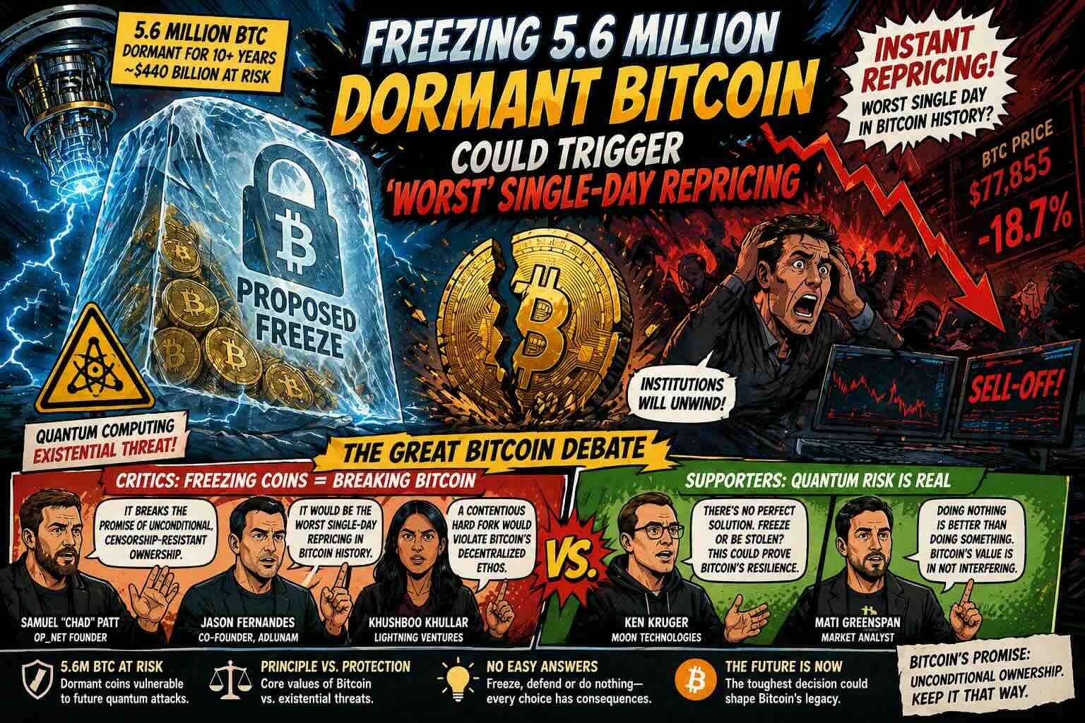 Bitcoin Freeze Debate: Could 5.6M BTC Trigger a Market Shock?
