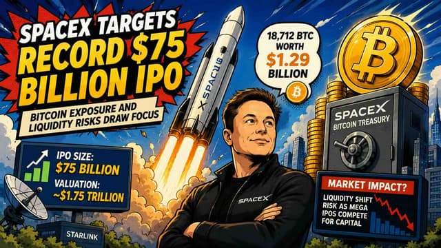 SpaceX Targets Record $75 Billion IPO as Bitcoin Exposure and Market Liquidity Risks Draw Focus